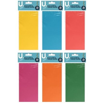 ASSORTED COLOURFUL TISSUE PAPER - 10 SHEETS