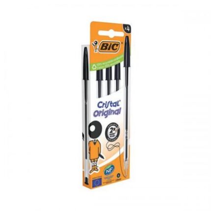 BIC - CRYSTAL PENS BLACK BOXED 4 PACK